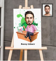 Kişiye Özel Patron Karikatürlü  Ahşap Tablo 30x47 Bay-13