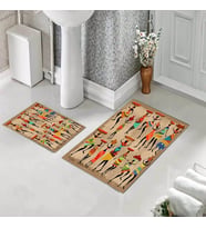 Banyo Halısı Ikili Klozet Takımı Kaymaz Tabanlı (60 xm x 100 cm + 40 cm x 60 cm) 