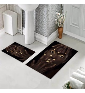 Banyo Halısı Ikili Klozet Takımı Kaymaz Tabanlı (60 xm x 100 cm + 40 cm x 60 cm) 