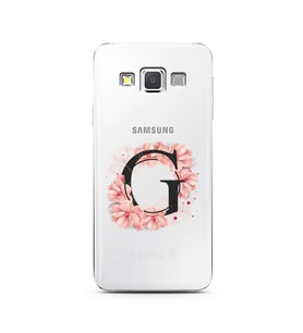 Pembe Çiçekli Harf Tasarım Süper Şeffaf Silikon Telefon Kılıfı Samsung A3 (2015)