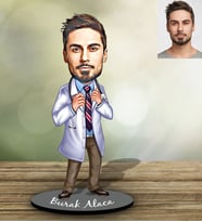 Kişiye Özel Doktor Tasarımlı Karikatür Ahşap Biblo Bay-6