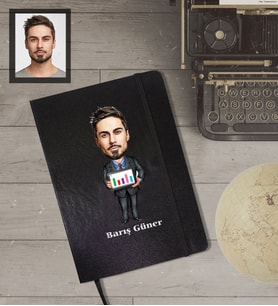 Kişiye Özel Öğretmen Karikatürlü Siyah Defter Bay-9