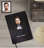 Kişiye Özel Öğretmen Karikatürlü Siyah Defter Bay-9