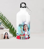 BK Gift Kişiye Özel Bayan Chef Karikatürlü Metal Suluk 500 Ml 1