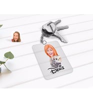 BK Gift Kişiye Özel Kadın Karikatürlü Şeffaf Pleksi Anahtarlık-104 (Beyaz)