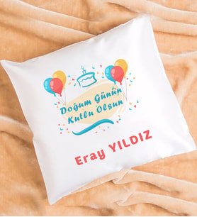 Doğum Günün Kutlu Olsun Tasarımlı Kişiye Özel Doğum Günü Yastık
