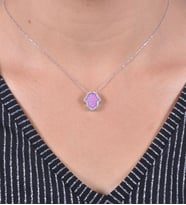 Zirkon Taşlı El Model Gümüş Bayan Kolye
