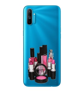 Makyaj Tasarımlı Süper Şeffaf Silikon Telefon Kılıfı Oppo Realmi C3
