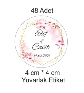 48'li 4 cm*4 cm Yuvarlak, Nişan, Kına, Düğün Etiketi (Yapışkan)