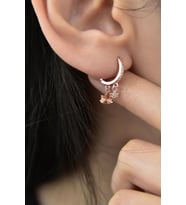925 Ayar Gümüş Rose Kaplama Lotus Figürlü Halka Kadın Küpe