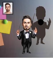 Kişiye Özel Orkestra Şefi Karikatürlü Ahşap Magnet Bay-1