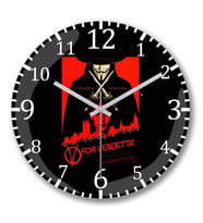 V For Vendetta Freedom Duvar Saati Bombeli Gercek Cam
