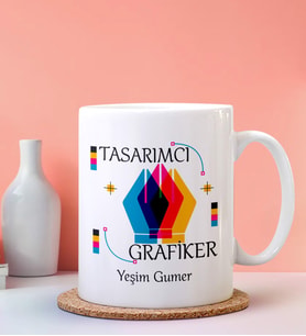 Kişiye Özel Tasarımcı Grafiker Tasarımlı Beyaz Kupa