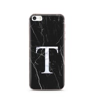 Iphone 5 Siyah Mermer Harf Tasarımlı Telefon Kılıfı T-Harfi 
