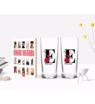 BK Gift Kişiye Özel Renkli Baskılı Harfli İkili Rakı Bardağı ve Rakı Cep Kitabı Hediye Seti-6 (Model 1)