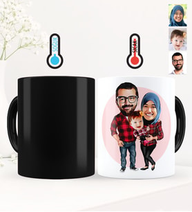BK Gift Kişiye Özel Aile Karikatürlü Sihirli Kupa Bardak - 2