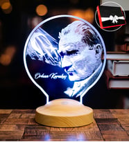 Mustafa Kemal Atatürk Görselli Hediye, Öğretmene Hediye, Babaya Atatürk Görseli ve Türk Bayrağı Hediyesi Led Lamba