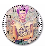 Frida Kahlo Daft Punk Duvar Saati Bombeli Gercek Cam