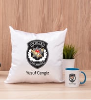 Özel Harekat Polisi Kare Yastık ve Mavi Kupa Bardak