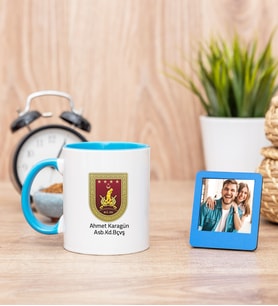 Kara Kuvvetleri Mavi Kupa Bardak ve Mavi Mini Fotoğraf Çerçevesi