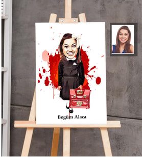 Kişiye Özel enler Siyah Önlük Karikatürlü Ahşap Tablo 30x47 Bayan-1