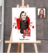 Kişiye Özel enler Siyah Önlük Karikatürlü Ahşap Tablo 30x47 Bayan-1