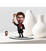 BK Gift Kişiye Özel Bay Chef Karikatür Ahşap Biblo  1