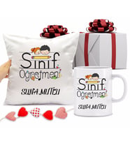 Sınıf Öğretmeni Kupa Bardağı ve Yastığı Hediye Seti (Model 1)