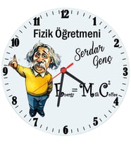 Biresimden Fizik Öğretmenine Hediye İsimli Einstein Cam Duvar Saati (29 cm)