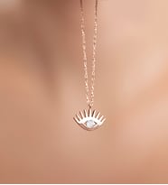 Papatya Silver 925 Ayar Rose Altın Kaplama Gümüş Tek Taş Göz Kolye