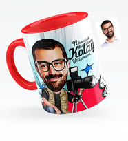 BK Gift Kişiye Özel Bay Fotoğraf Sanatçısı Karikatürlü Kırmızı Kupa Bardak  1