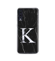 Samsung A50 Siyah Mermer Harf Tasarımlı Telefon Kılıfı K-Harfi 