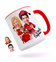 BK Gift Kişiye Özel Yeni Yıl Sevgililer Karikatürlü Kırmızı Kupa Bardak-5