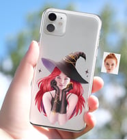 BK Gift Kişiye Özel Bayan Cadı Karikatürlü iPhone 11 İnce Şeffaf Silikon Telefon Kapağı-2 (Beyaz)