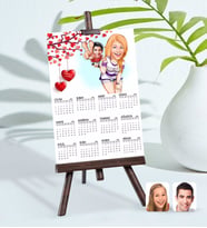 BK Gift Kişiye Özel 15x21 cm Fotoğraf Kartlı Sevgililer Karikatürlü Şövaleli 2024 Takvim -30 (Beyaz)
