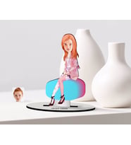 BK Gift Kişiye Özel Kadın Karikatürlü Ahşap Biblo Model-32 (Beyaz)