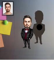Kişiye Özel İş Adamı Karikatürlü Ahşap Magnet Bay-24