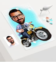 BK Gift Kişiye Özel Bay Motorcu Karikatür 240 Parça A3 Puzzle  1