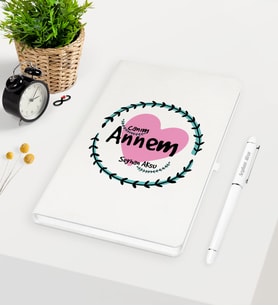 BK Gift Kişiye Özel Canım Annem Beyaz Defter Kalem Seti - 10