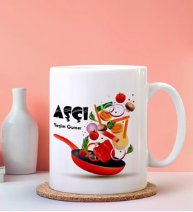 Kişiye Özel Aşçı Tasarımlı Beyaz Kupa
