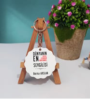 Sevgili Tasarımlı Kişiye Özel Sevgililer Günü Hediyesi Ahşap Anahtarlık