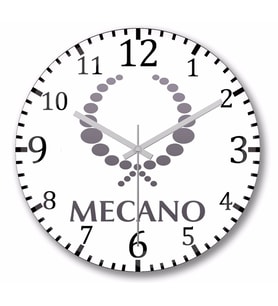 Mecano Logo Duvar Saati Bombeli Gercek Cam