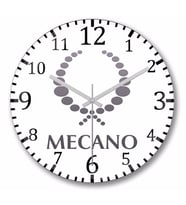 Mecano Logo Duvar Saati Bombeli Gercek Cam
