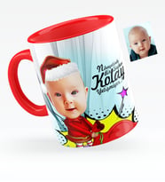 BK Gift Kişiye Özel Bebek Karikatürlü Kırmızı Kupa Bardak  5