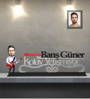 Kişiye Özel Gitarist Karikatürlü Kolay Yetişmiyor Ahşap Biblo Bay-2