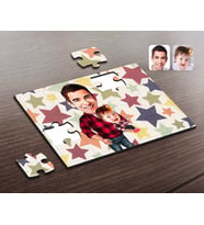BK Gift Kişiye Özel Baba Kız Karikatürlü Ahşap Puzzle-2