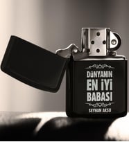 BK Gift Kişiye Özel Dünyanın En İyi Babası Siyah Benzinli Metal Çakmak-6