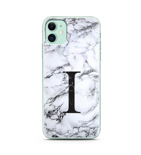 Iphone 11 Beyaz Mermer Harf Tasarımlı Telefon Kılıfı I-Harfi 