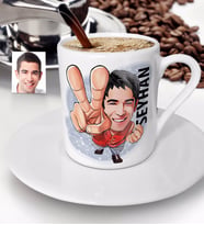 BK Gift Kişiye Özel Bay Karikatürlü Türk Kahvesi Fincanı-33 (Beyaz)