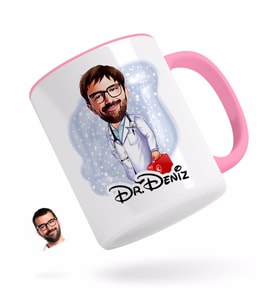 BK Gift Kişiye Özel Erkek Acil Tıp Teknisyeni Karikatürlü Pembe Kupa Bardak-1